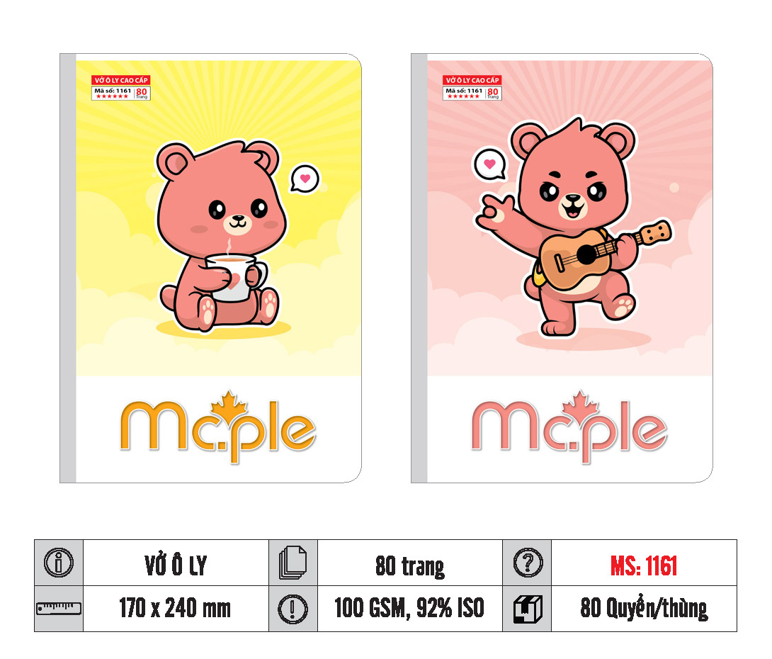 VỞ Ô LY MC.PLE 80 TRANG 100GSM MS 1161/1105