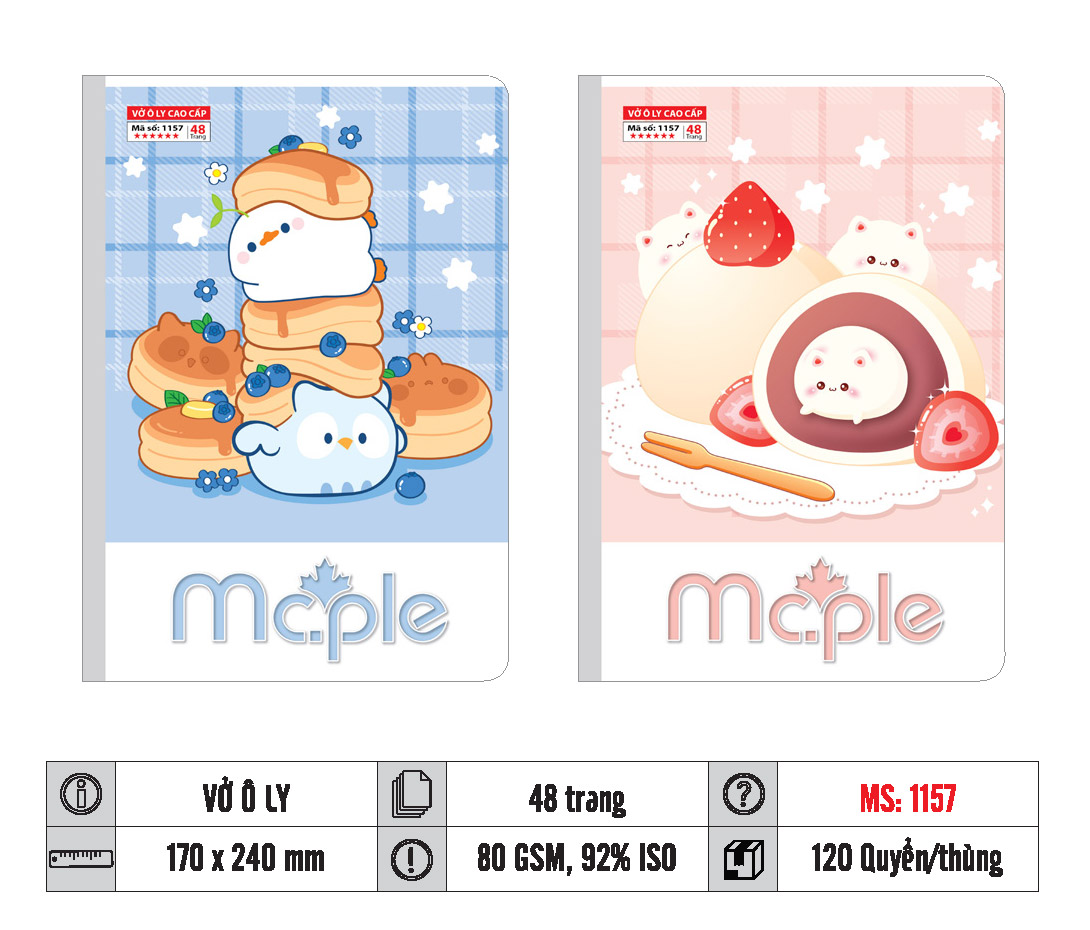 VỞ Ô LY MC.PLE 48 TRANG 80GSM MS 1157