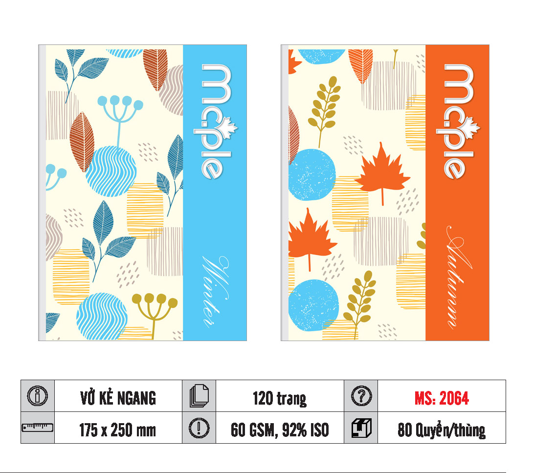 VỞ KẺ NGANG MC.PLE 120 TRANG, 70GSM MS 2071/2078/2075/2483/2484/2485 - Ảnh 7