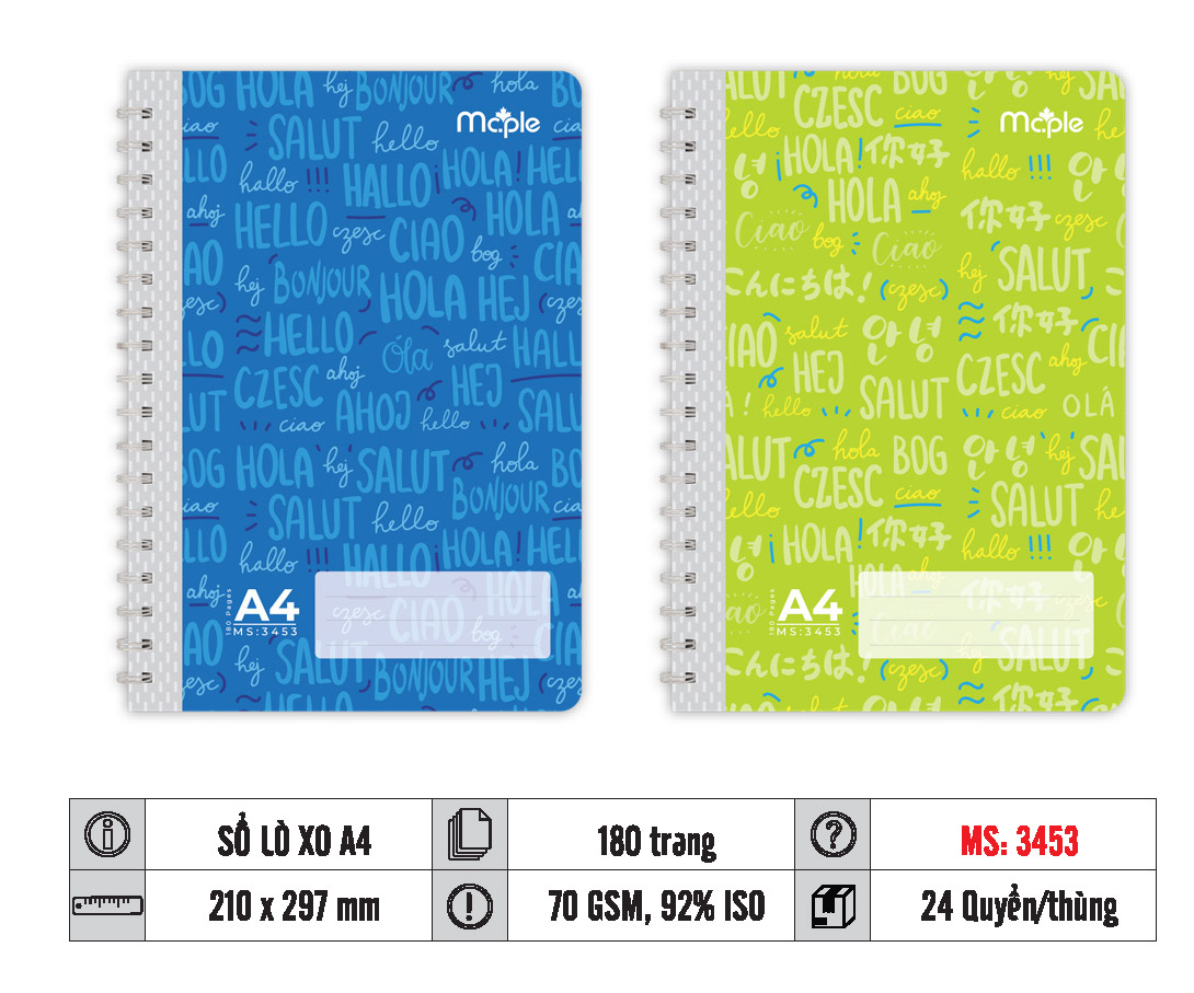 SỔ LÒ XO A4 MC.PLE MS 3453/3454/3455