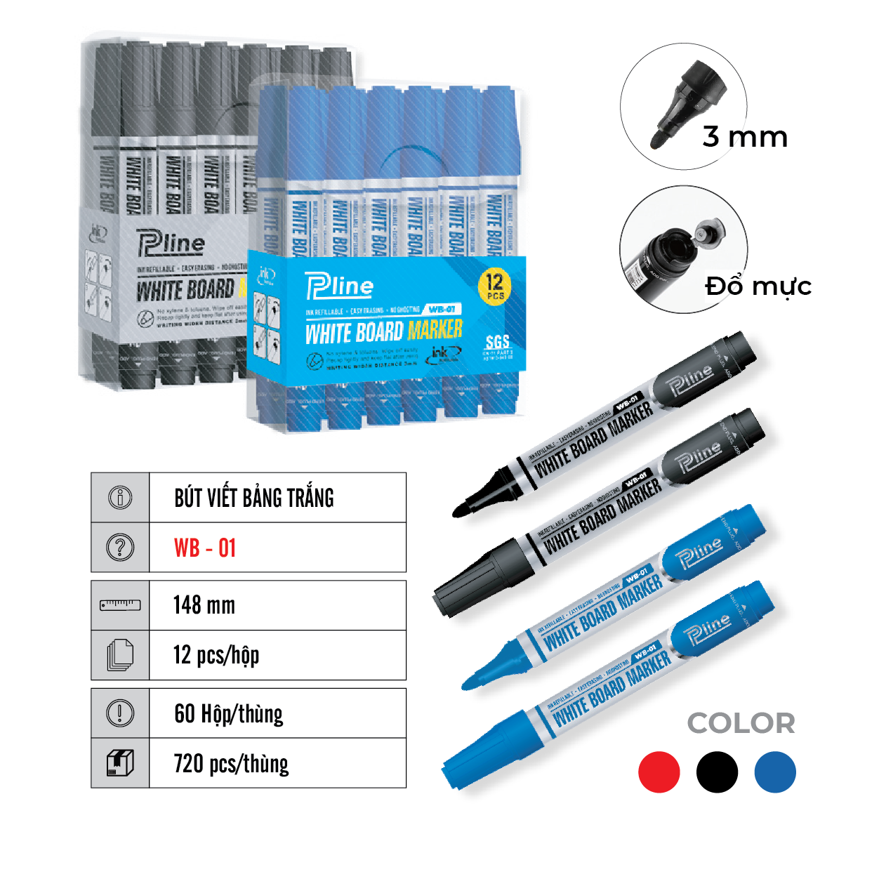 BÚT VIẾT BẢNG TRẮNG PLINE WB-01