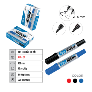 BÚT LÔNG DẦU HAI ĐẦU PLINE PM-02