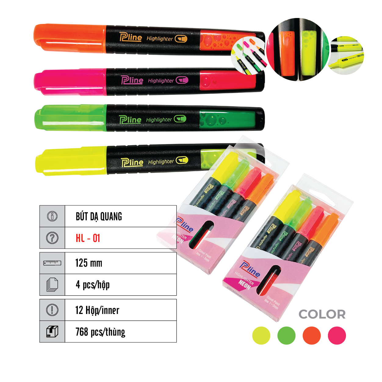 BÚT DẠ QUANG PLINE HL-01