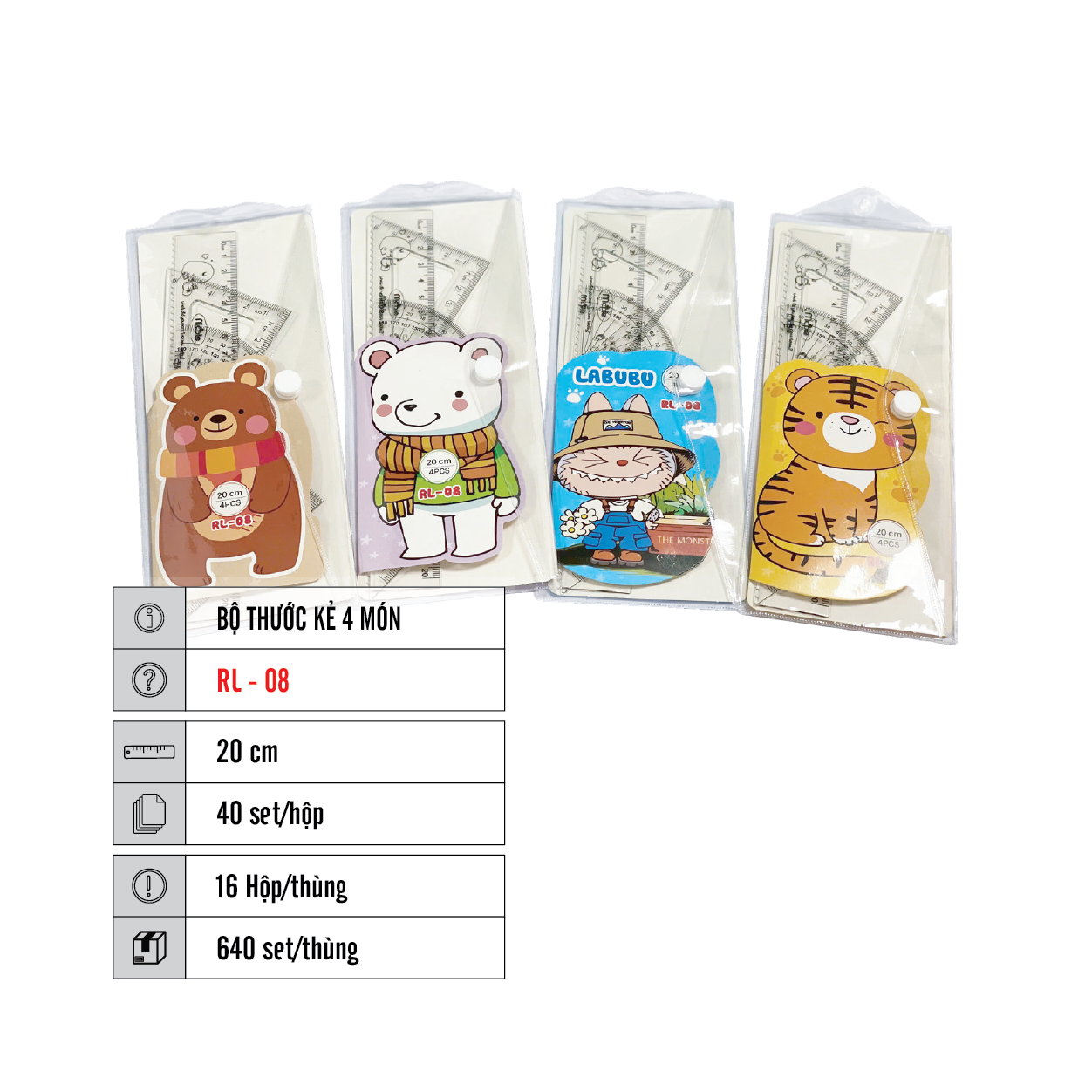 BỘ THƯỚC KẺ 4 MÓN MC.PLE RL-08