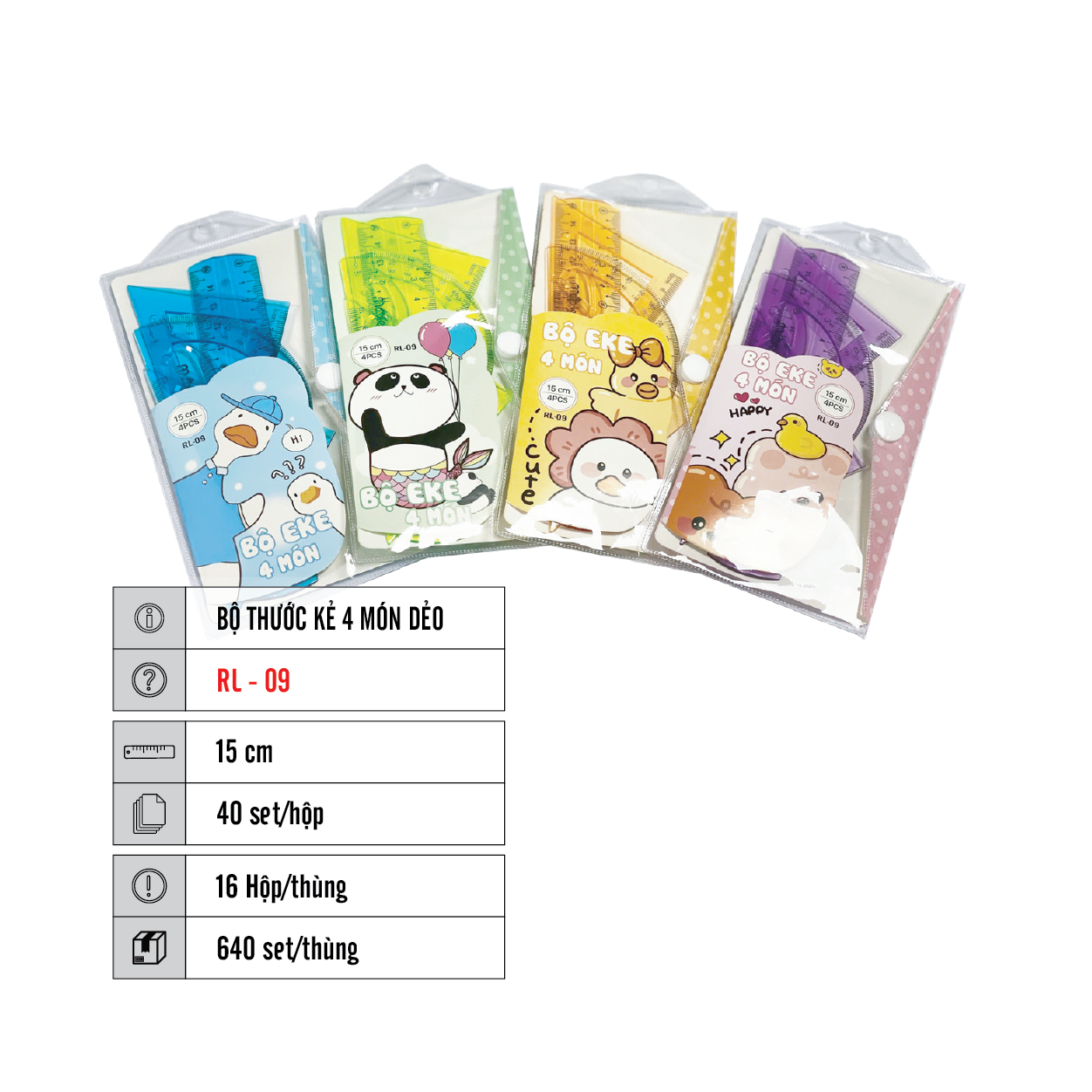 BỘ THƯỚC KẺ 4 MÓN MC.PLE RL-09