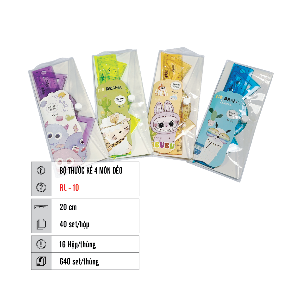 BỘ THƯỚC KẺ 4 MÓN MC.PLE RL-10