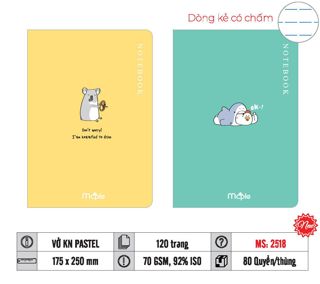 Vở Kẻ ngang Mc.Ple pastel Ms 2518