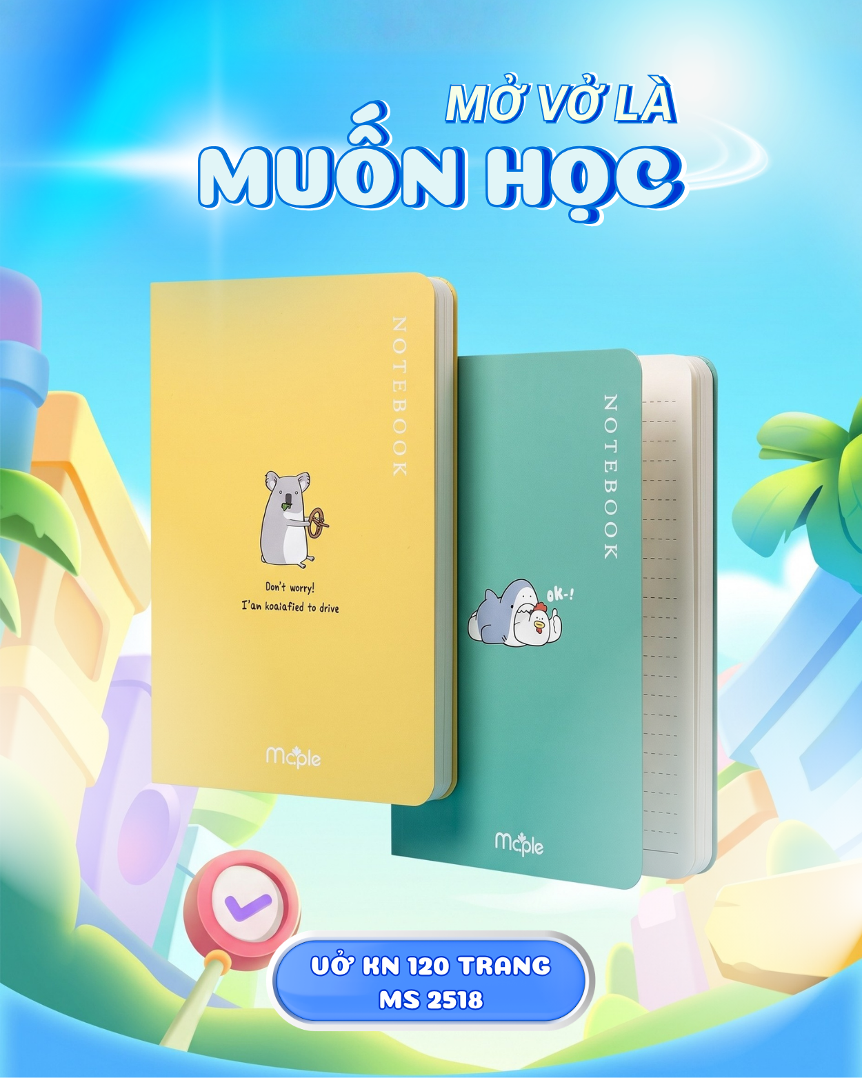Vở kẻ ngang mcple 120 trang ms 2518