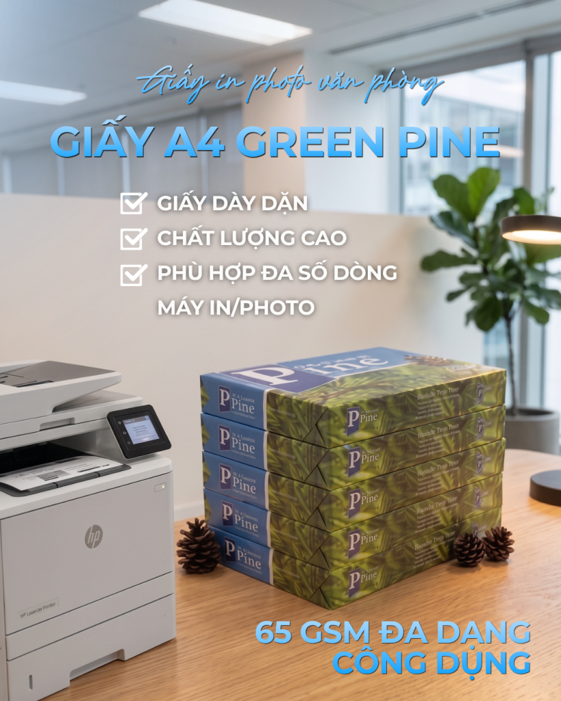 Giấy a4 green pine 65 gsm